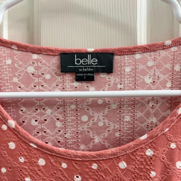Belle by Belldini pink polka dot blouse - Picture 2 of 5
